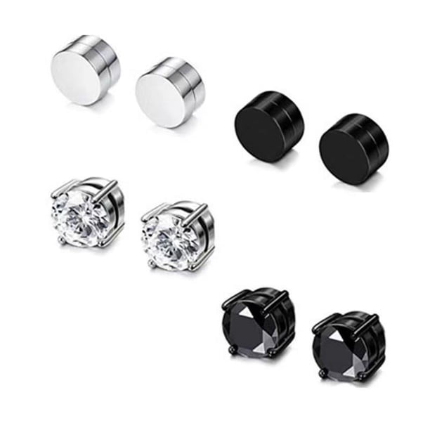 Juego de pendientes de acero inoxidable Juego de pendientes negros para hombre Juego de moda múltiple