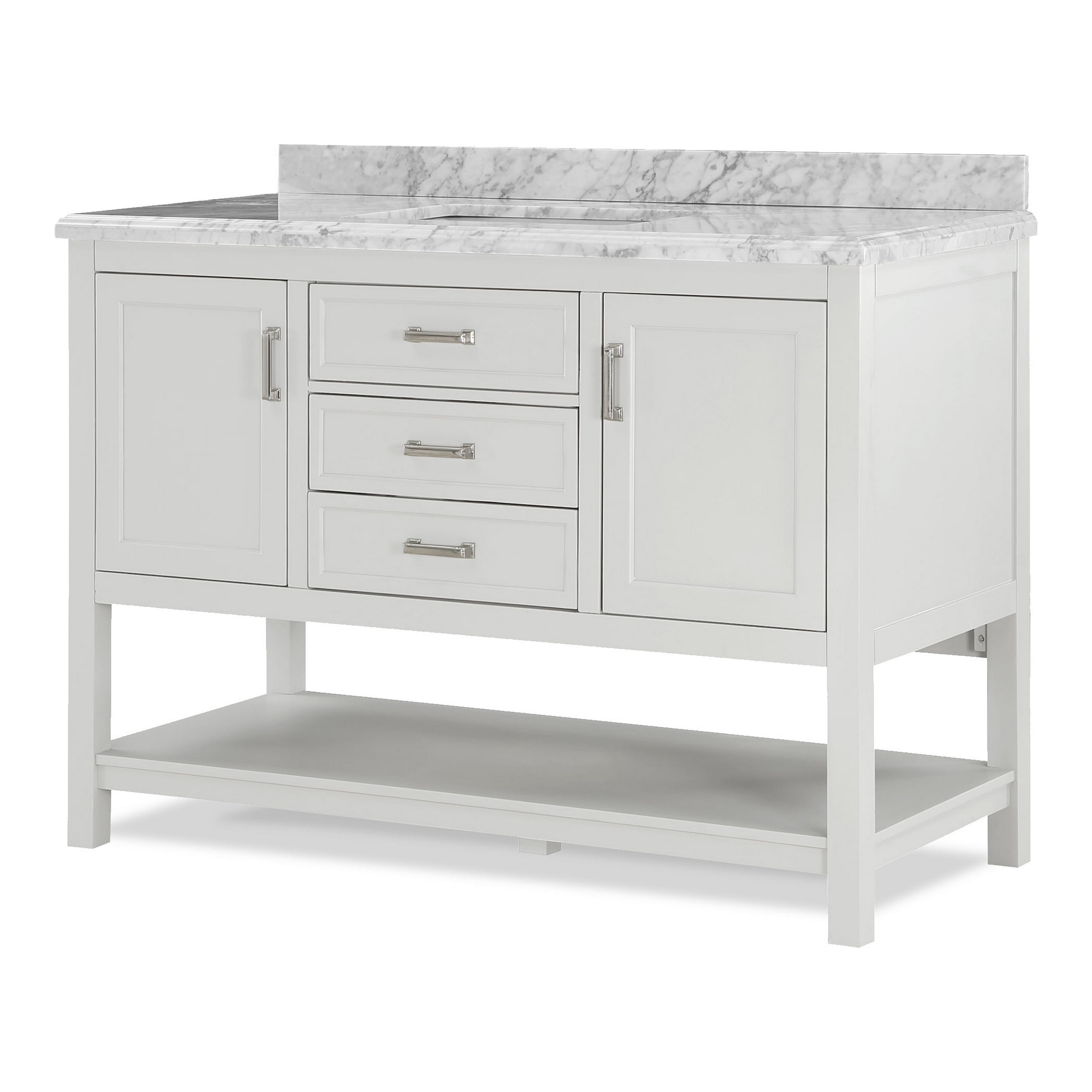 Furniture of America Freya 49" White Single Bathroom Vanity with White Carrera Marble Top and Undermount Sink