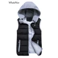 thumbnail image 4 of Otoño Invierno nuevas mujeres negro chalecos con capucha moda coreana chaqueta sin mangas mujeres Casual mujer caliente prendas de vestir exteriores chaleco, 4 of 5