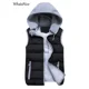 thumbnail image 3 of Otoño Invierno nuevas mujeres negro chalecos con capucha moda coreana chaqueta sin mangas mujeres Casual mujer caliente prendas de vestir exteriores chaleco, 3 of 4