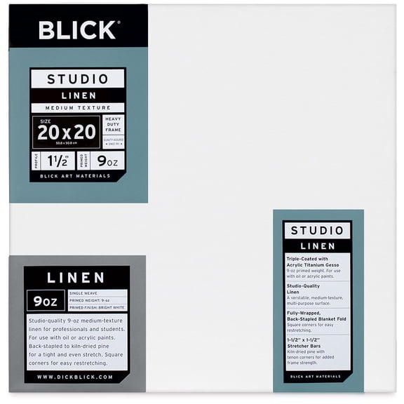 Blick Studio Linen Stretched Canvas - 20" x 20", Gallery 1-1/2" Profile