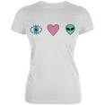 thumbnail image 1 of Eye Heart Aliens Juniors Soft T Shirt White MD, 1 of 1