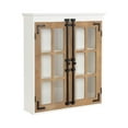 thumbnail image 5 of Kate and Laurel Hutchins Farmhouse Tall Wooden Wall Cabinet, 24 x 7 x 28, Rustic Brown and White, Vintage Cabinet with Glass Doors for Use as a Pantry Cabinet or an Over-the-Toilet Storage Cabinet, 5 of 11