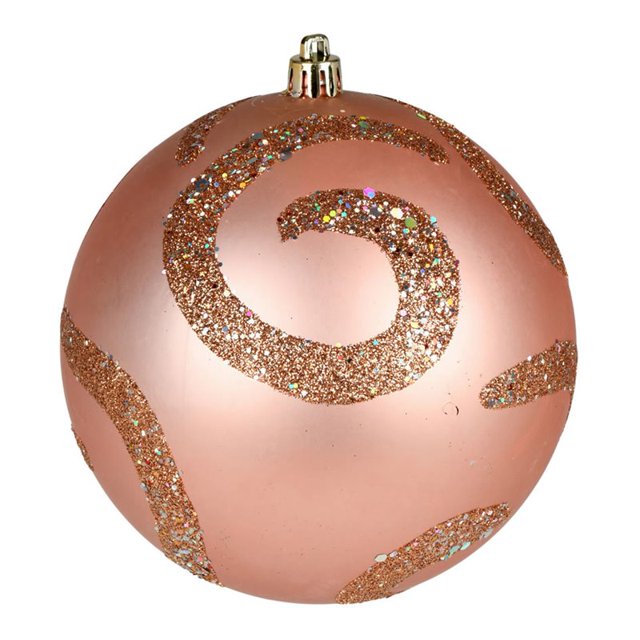 Vickerman 4.75" Boule Tourbillon Ornements en Mat Paillettes Or Rose (Lot de 4)