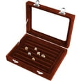 thumbnail image 3 of Inteprter Caja de almacenamiento para collares, anillos y pendientes de terciopelo marrón, tacto delicado, organizador práctico y fácil de Almacenamiento y organización del hogar, 3 of 6