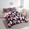 thumbnail image 3 of jejeloiu Kawaii Bowtie Ribbon 7-Piece Twin Bedding Sets,Cute Bow Bowknot Bedding Comforter Set,Pink Black Sheet Sets For Girls Teens,Luxury Bedroom Decor Reversible, 3 of 8