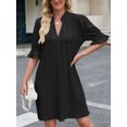 thumbnail image 6 of Women's Eyelet Flounce Sleeve Mini Dress 95% polyester and 5% spandex fabric for a light comfortable everyday wear, 6 of 13