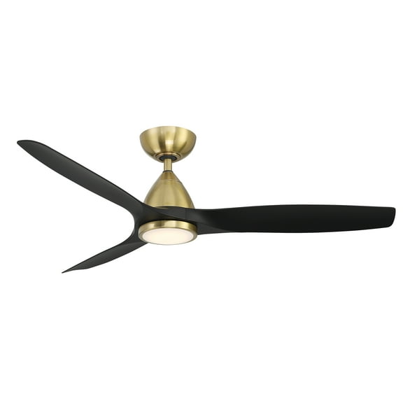 Skylark 54" Soft Brass/Matte Black Dimmable LED Smart Ceiling Fan with Remote Control