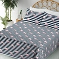 thumbnail image 3 of Ambesonne Flamingo Fitted & Flat Sheet with Shams 4 Pcs Set, Exotic Bird Illustration, Calking, Indigo Pale Pink and White, 3 of 5