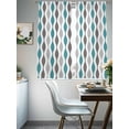 thumbnail image 3 of Cyan Turquoise Grey Sheer Curtains 72 inches Long 2 Panels Set Medieval Print Waves Geometric Tiers Sheers Rod Pocket Small Window Short Curtains for Kitchen Cafe, Each 52" W x 72" L, 3 of 7