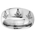 thumbnail image 2 of Tungsten Multiple Master Mason 8mm Mirror Gray Polished Dome Men Ring, 2 of 2