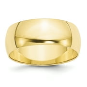 10k Yellow Gold 8mm Engravable Half Round Band