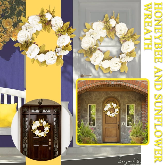 Xihbxyly Ofertas Flash de Hoy Ofertas Prime Corona de Hojas de Primavera, Planta Artificial de Plástico, Decoración Del Hogar, Corona para Puerta de Entrada