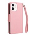 thumbnail image 2 of Nalacover For iPhone 12 Pro / 12 Zipper Wallet Case,360 Protection Stylish PU Leather Shockproof Magnetic Flip Holder 6 Card Slots and 2 Cash Pockets Cover with Detachable Wrist Strap,Rosegold, 2 of 13