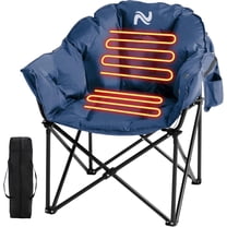 ABORON Oversized Heated Camping Chair with Pillow, Outdoor Portable Heated Folding Chairs, Patio Lounge Chairs with 3 Heat Levels, Heating Chair for Outdoor Sports, Camping