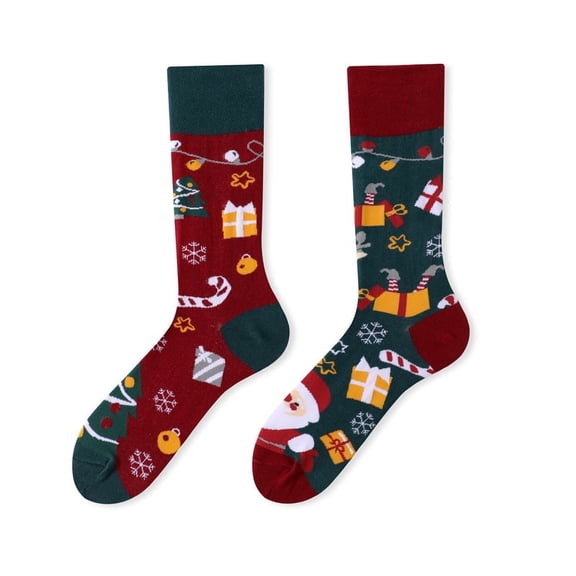 Zhuge 2 pairs Unisex Novelty Funny Socks For Men And Women Cute Gifts Colorful Patterned Designer asymmetric mismatched Socks，127 # Christmas Gift