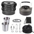 thumbnail image 1 of Eigraketly Kit de utensilios de cocina para acampar Equipo de cocina portátil Juego de ollas al aire libre Verde Kits de desorden para acampar Negro, 1 of 1