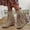 Khaki, variant on Jsaierl Women's Western Tassel Cowboys Ankle Boots, Retro Fringe Pointy Toe Chunky Low Heel Cowgirls Ankle Booties Mid Calf Riding Boots Retro Wide Calf Ankle Booties Short Boots Winter Shoes