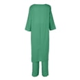thumbnail image 4 of Top De Manga Larga + Pantalones Camisas de mujer + Pantalones de pierna ancha Casual Algodón Lino Dama Chándal 2 piezas Traje de ropa Ygjytge Verde M para Mujer, 4 of 9