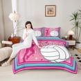 thumbnail image 4 of Homewish Female Women Sport Volleyball Full Size Comforter Sets 3-Piece,Pink Blue Bedding Comforter Set,Ball Gamer Lightweight Bedding Sets,Ultra Soft Home Decor,Reversible, 4 of 8