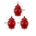 thumbnail image 5 of 6 Inch Small Ginger Jar, Lidded, Porcelain, Bell Shape Set of 3, Red, 5 of 5