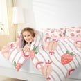 thumbnail image 4 of jejeloiu Cute Axolotl Bedding Comforter Set,Pink Cartoon Strawberry Twin Comforter Sets,Geometric Stripe Lines Bedding Set For Girls Kids,Super Cozy Room Decor Reversible,2-Piece, 4 of 8