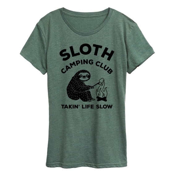 Instant Message - Sloth Camping Club - Women's Short Sleeve Graphic T-Shirt