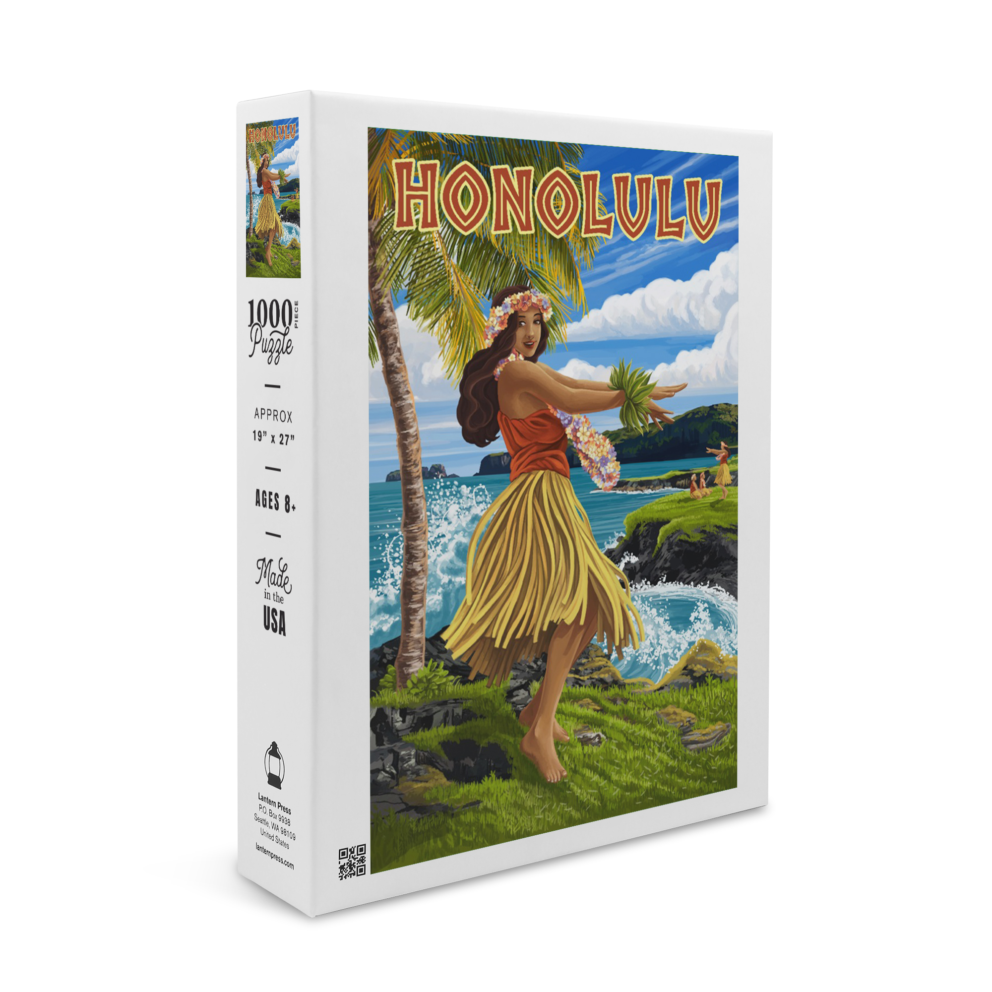 Honolulu, Hawaii, Hula Girl on Coast (1000 Piece Puzzle, Size 19x27