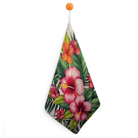 

Autua Flowers Palm Leaves Quick-Dry Hand Towels Ultra-Fine Fiber Kitchen Towels Reusable & Absorbent 11.8x11.8in Set of 2 2pcs