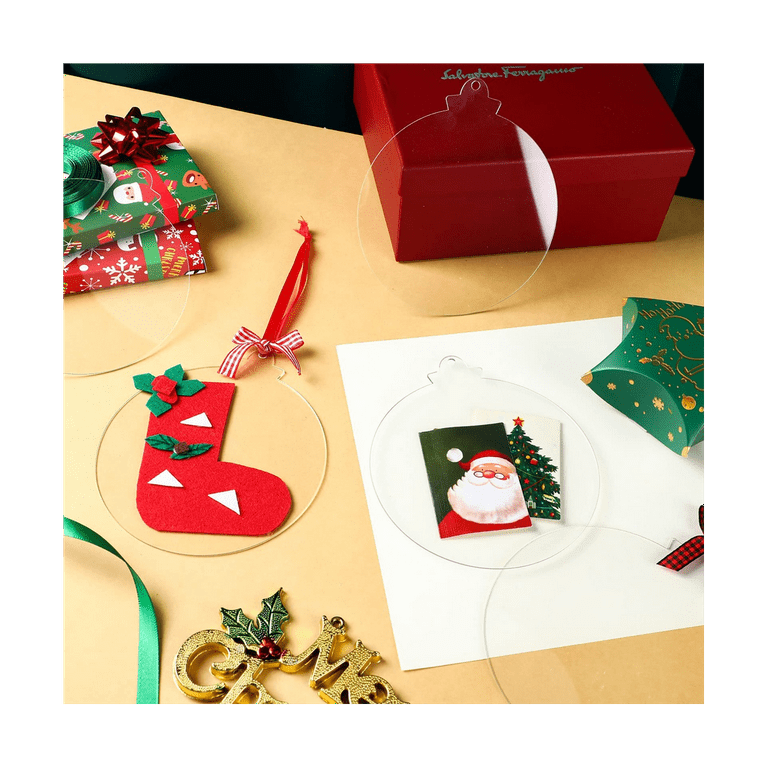 68 Pack Acrylic Christmas Ornaments Blanks Round Acrylic Disc Acrylic  Circle DIY Blank Clear Christmas Round Acrylic Ornament with Hole for DIY  Craft