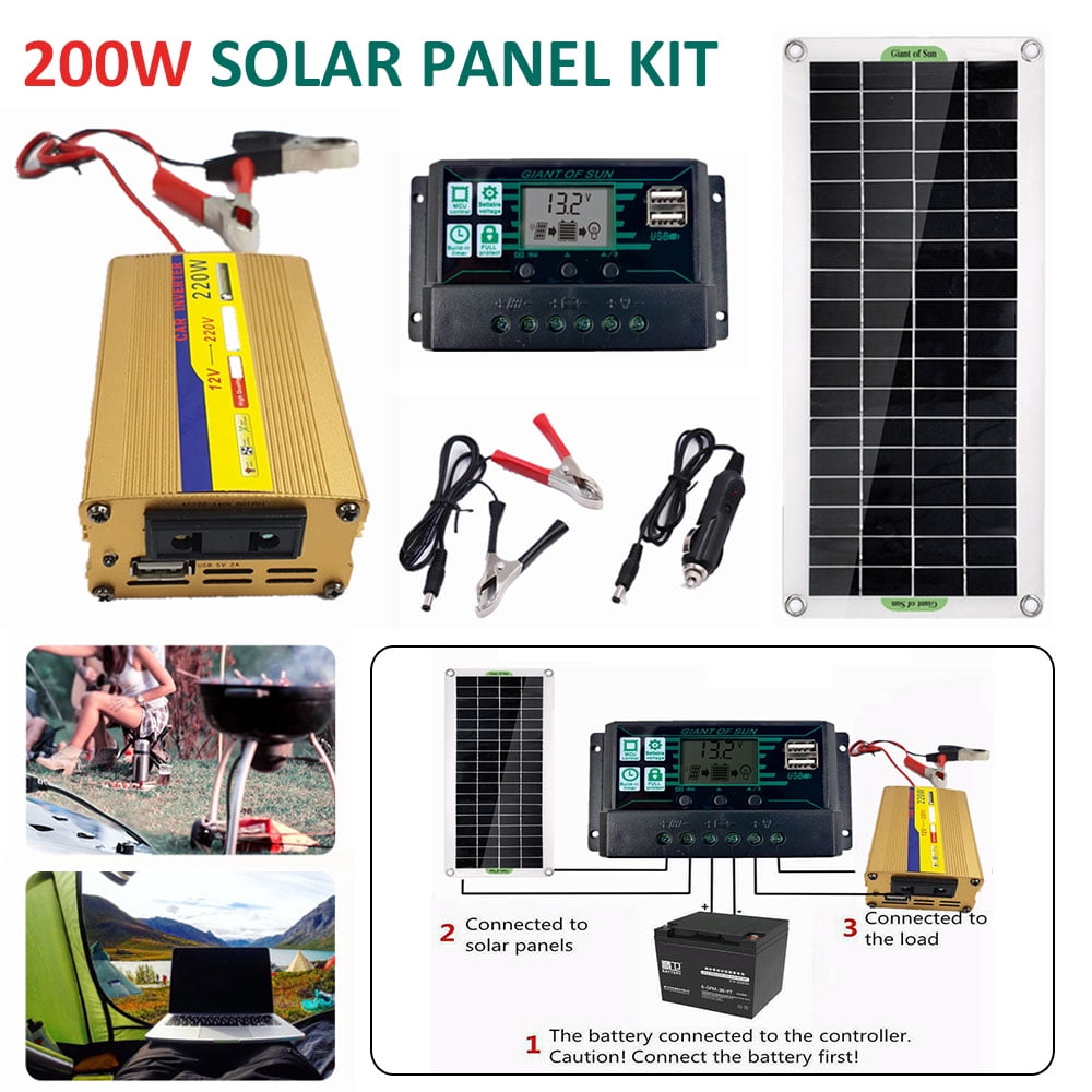 200W Solar Panel Kit 12V to 220V Battery Charger RV Travel Trailer Camper Van