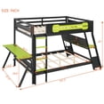 thumbnail image 4 of Aukfa Full over Full Bunk Bed with Built-In Desks, USB Charging Ports & Pegboard Organizer, Wood E-Sports Gaming Bed Frame for Kids/Teens, Green, 4 of 8