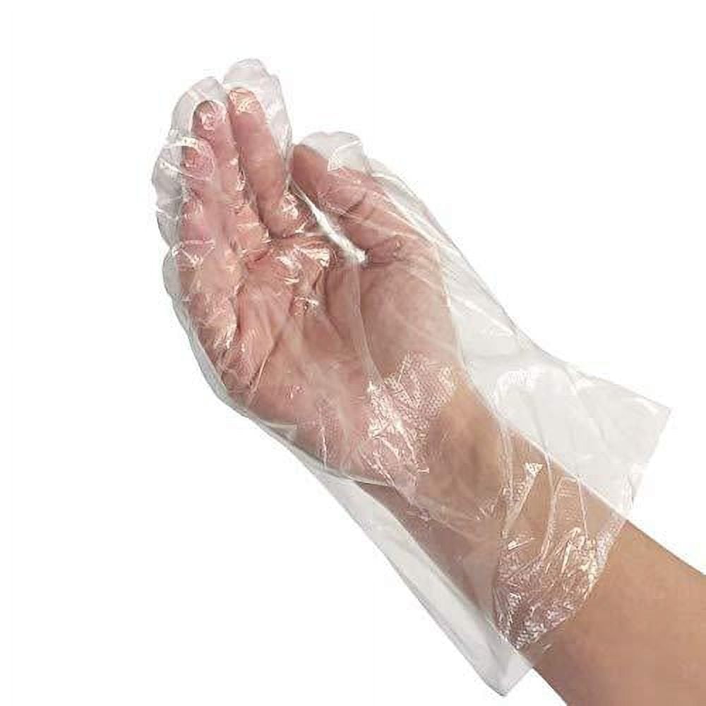 Kleen Chef Disposable Food Prep Gloves, 525 Per Box (2100 Pcs), 11.5" Long Cuff Clear Poly Gloves for Food Handling & Service - One Size Fits Most