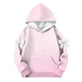 thumbnail image 4 of Teen Girls Cute Bow Hooded Sweatshirts Oversized Pullover Tops Trendy Long Sleeve Hoodies with Pocket New Girls Pullover Hoodie Sweatshirt Pinky 150, 4 of 5