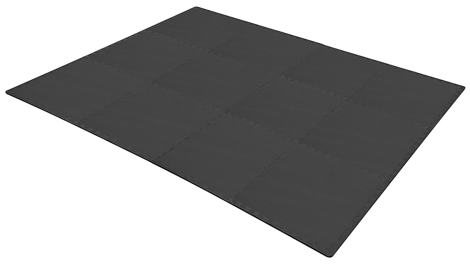 BalanceFrom 1/2 In. Thick Flooring Puzzle Exercise Mat with High Quality EVA Foam Interlocking Tiles, 12 Piece, 48 Sq Ft. Black