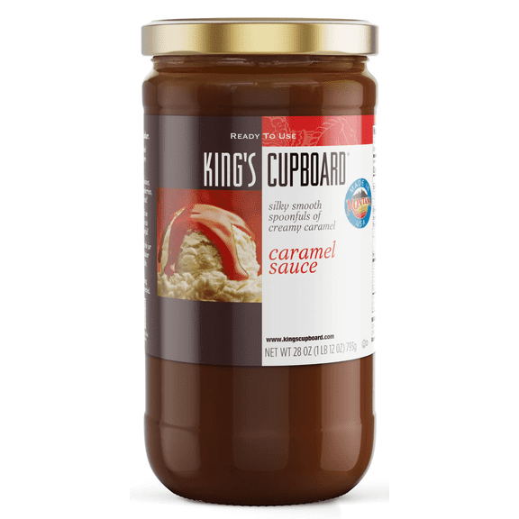 King's Cupboard Cream Caramel Sauce, 28 oz - The Perfect Sauce for Ice Cream, Fruit Dip, Topping Desserts, Caramel Drizzle for Coffee - Gluten-Free, Kosher, All Natural Ingredients