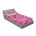 thumbnail image 2 of Ambesonne Abstract Fitted Sheet & Pillow Sham Set, Valentine Romance Love, Twin, Fuchsia Red Salmon, 2 of 2
