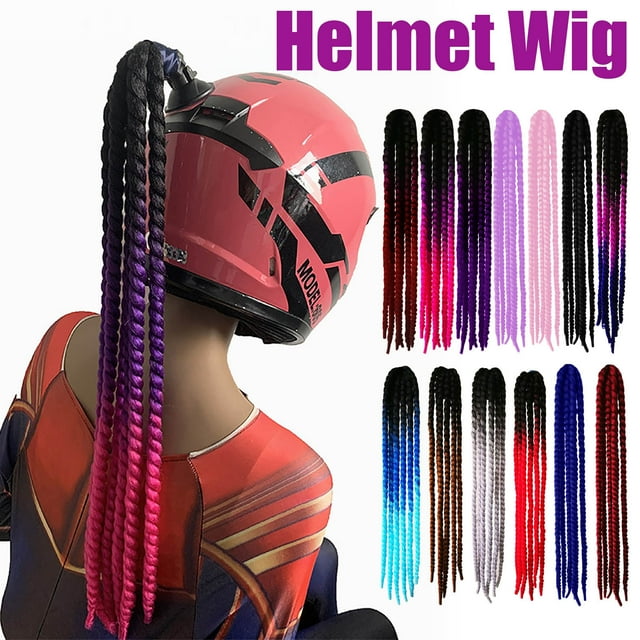 Xihbxyly Peluca Trenzada para Motocicleta, Accesorio Genial para Casco, Colores Vibrantes, Seda Resistente, Fácil Instalación con Ventosa, Ajuste Universal, Tamaño 65 X 5 Cm, Adhesivo Fuerte, Ideal p