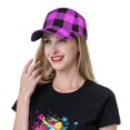 thumbnail image 6 of Kdxio Unisex Purple Black Buffalo Plaid Pattern Baseball Cap Unisex Washed Classic Adjustable Hat, 6 of 7