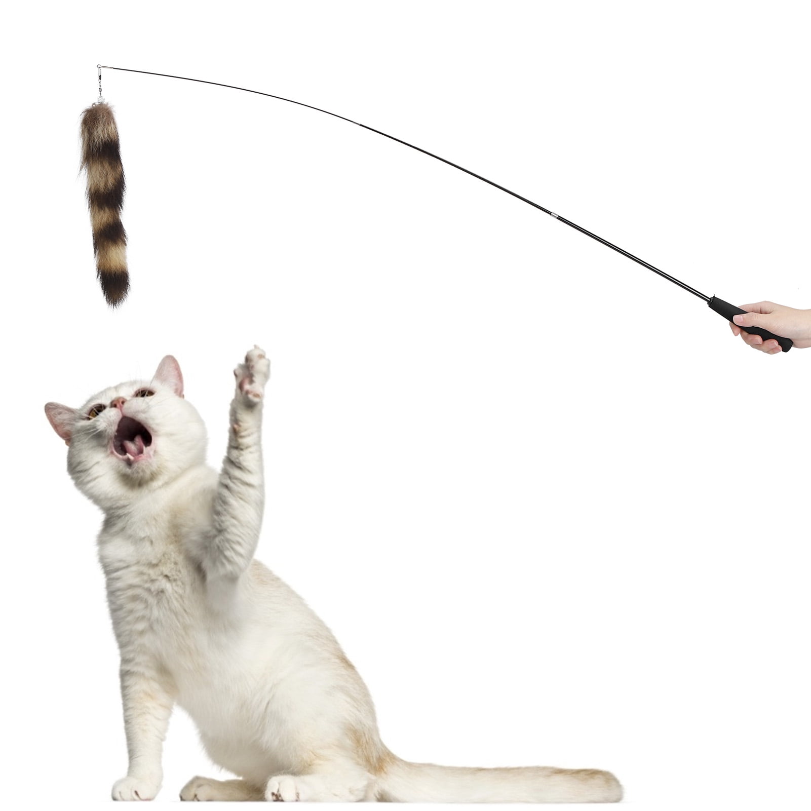 Cat Artificial Tail Playing Sticks Toy Pet Retractable Wand Funny