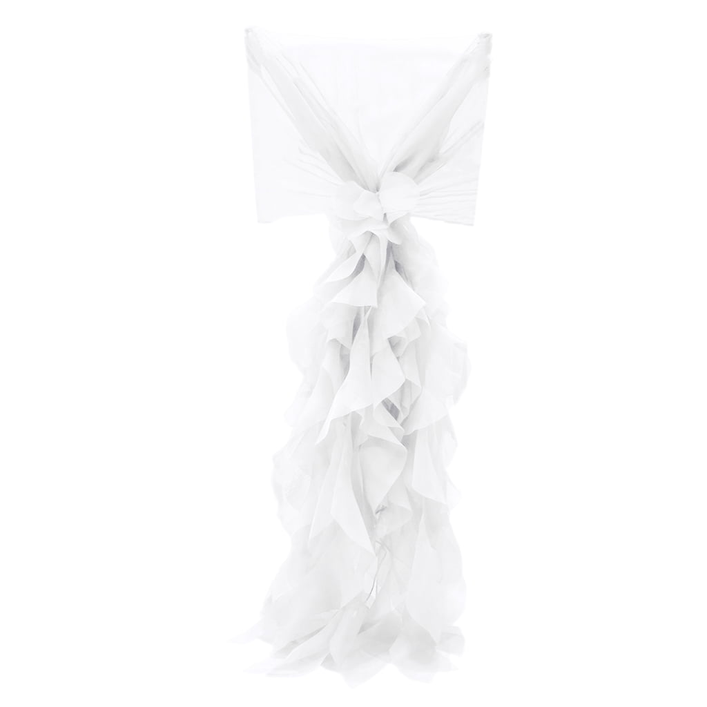 CHIFFON HOODS WITH RUFFLES CHAIR COVER 30 COLOURS DECOR WEDDING SPECIAL EVENTS 