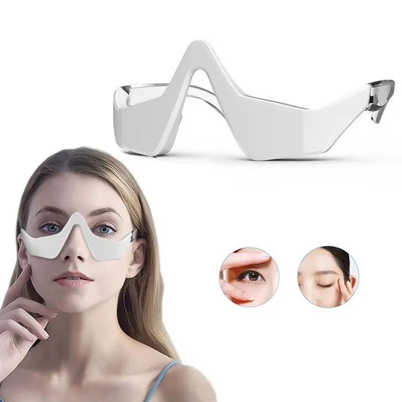 Red Light Therapy Glasses with Microcurrent，Eye Massager for Dark Circles, Eye Bags, Puffiness & Wrinkles Relief | Rechargeable Eye Mask for Home/Office Use