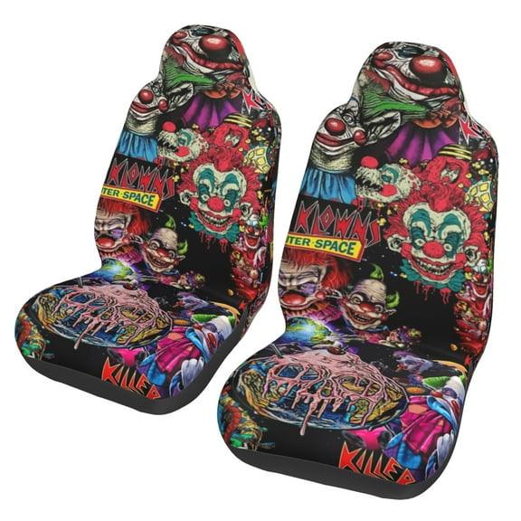 Killer Klowns from Outer Space Car Seat Covers Set 2Pcs, Front Seat Covers for Car Truck Sedan SUV Auto, Universal Fit Vehicle Enterior Bucket Seat Protector Car Accessories