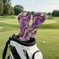 thumbnail image 3 of Yuyamidu Purple Marble Print Golf Club Head Covers for Women Golf Accessories PU Leather for Driver Fairway Woods Hybrids, 3 of 8