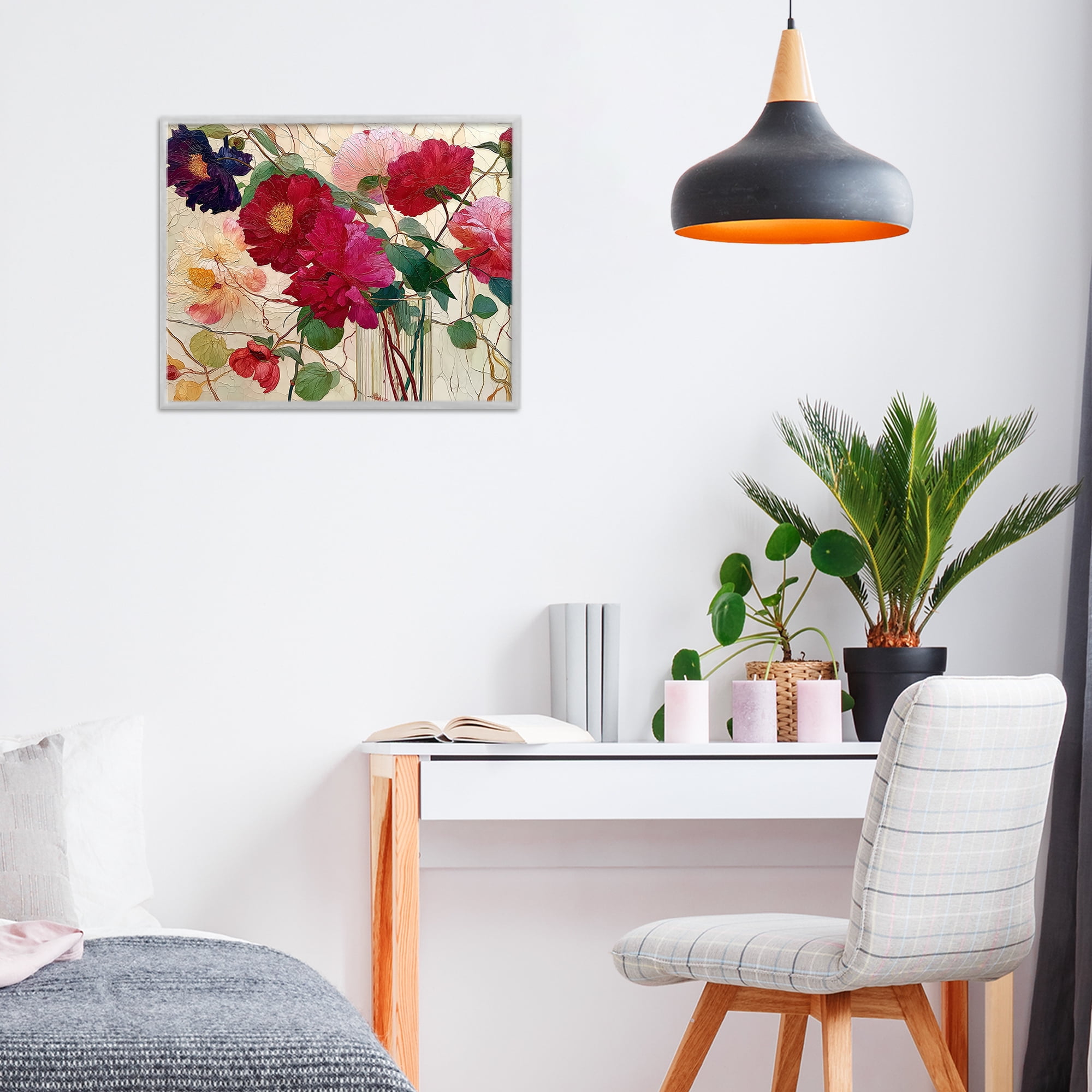 Haiku Flower Vase Gray Framed Giclee Art, design by Annabelle Hall