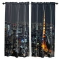thumbnail image 2 of City Tokyo Tower Night Building Cityscape Scenery Curtains in the Bedroom Living Room Hall Window Kitchen Decoration Drapes, 2 of 7