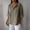 Khaki, variant on Hueook Button Down Shirts for Women's Solid Color V-neck Quarter 3/4 Sleeve Loose and Linen Button Up Purple L