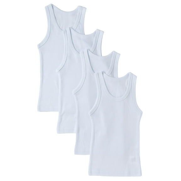 Sportoli Boys and Toddlers Underwear Ultra Soft 100% Cotton Pack of 4 White Tank Top Undershirts