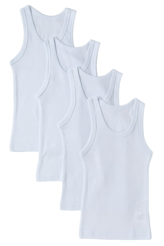 Boys and Toddlers Underwear Ultra Soft 100% Cotton Pack of 4 White Tank Top Undershirts