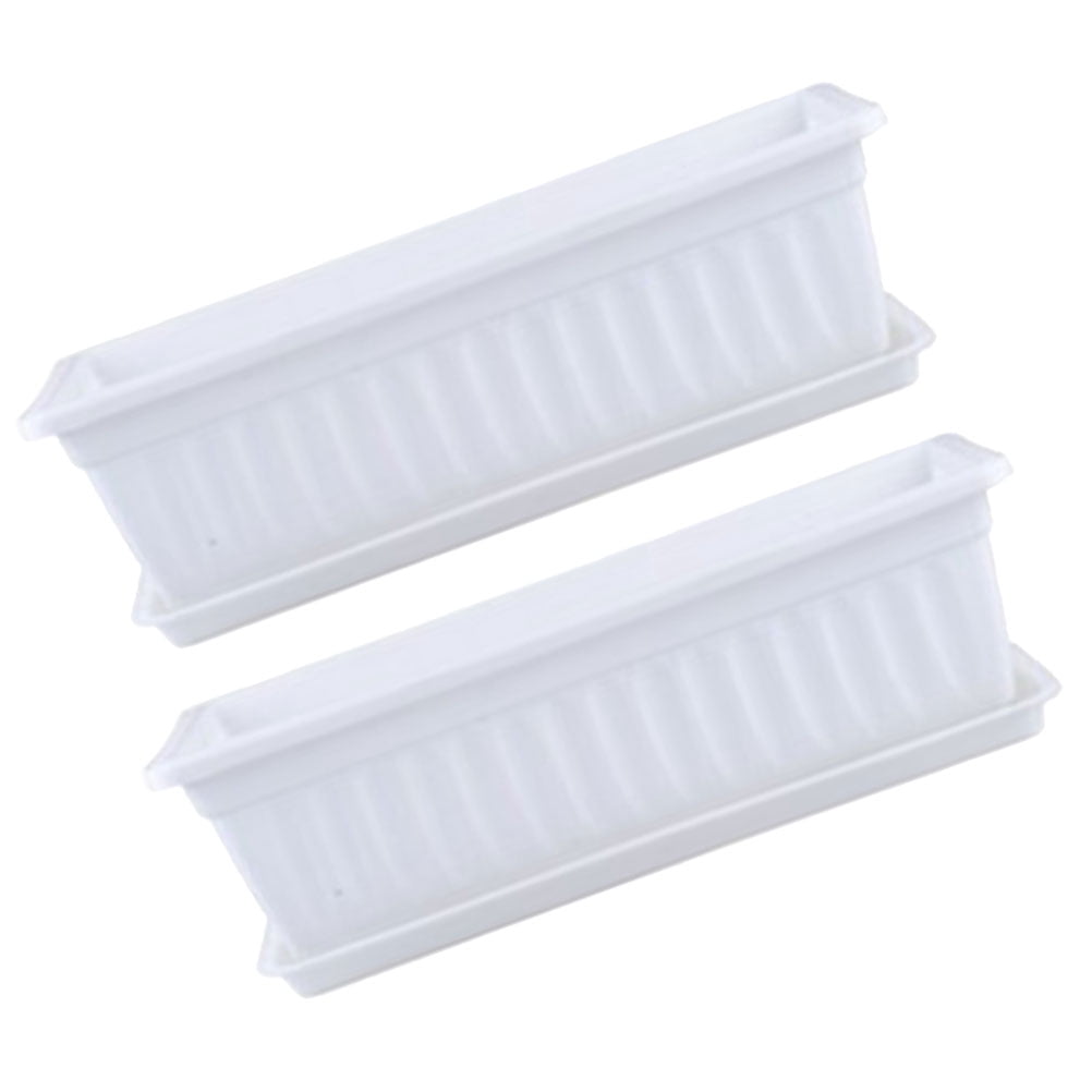 Zcyifa 2pcs Plastic Window Box Planter with Saucers for Indoor Outdoor Garden Balcony